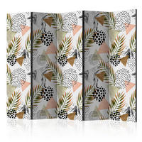 SKÄRMVÄGG  i trä, textil  vit, beige  - vit/beige, Basics, trä/textil (225/172/3cm) - artgeist