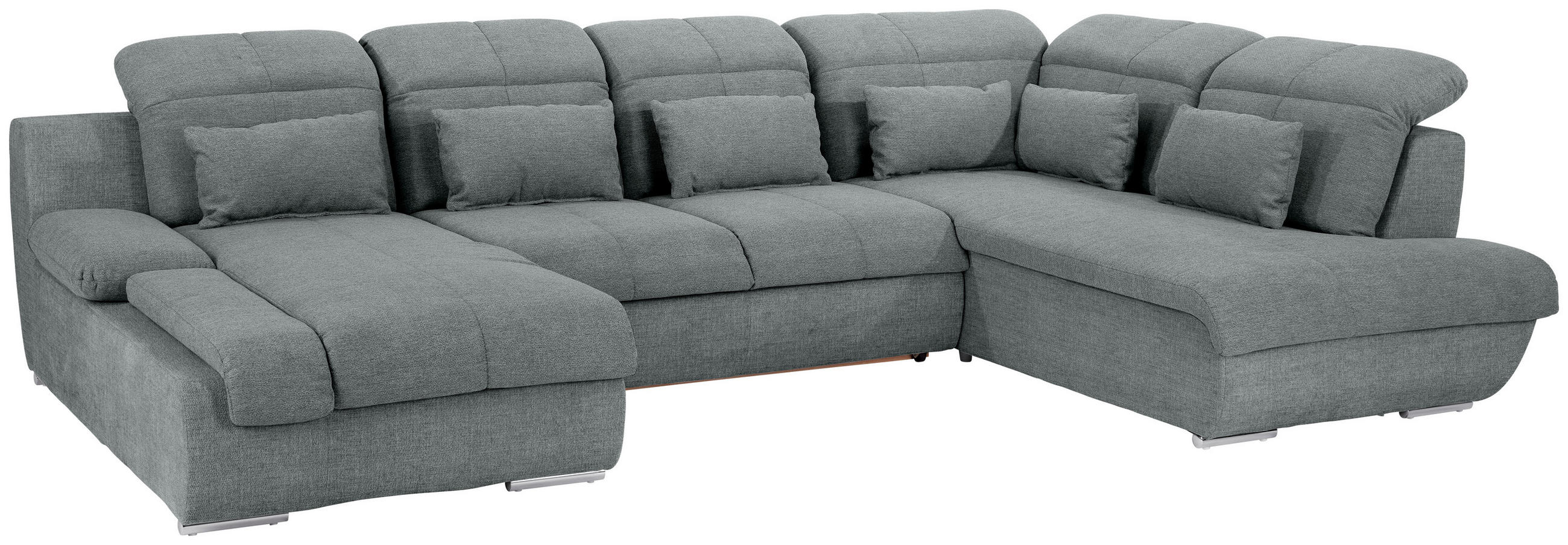 WOHNLANDSCHAFT Grau Mikrofaser  - Chromfarben/Dunkelgrau, MODERN, Textil/Metall (184/345/228cm) - MID.YOU