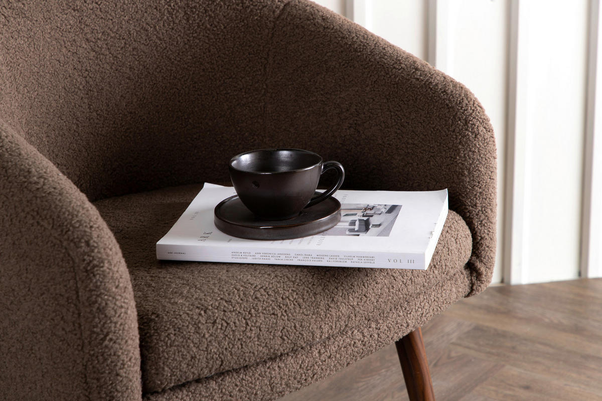 SESSEL in Teddystoff Braun  - Braun, Design, Textil/Metall (68/75/63cm) - Livetastic