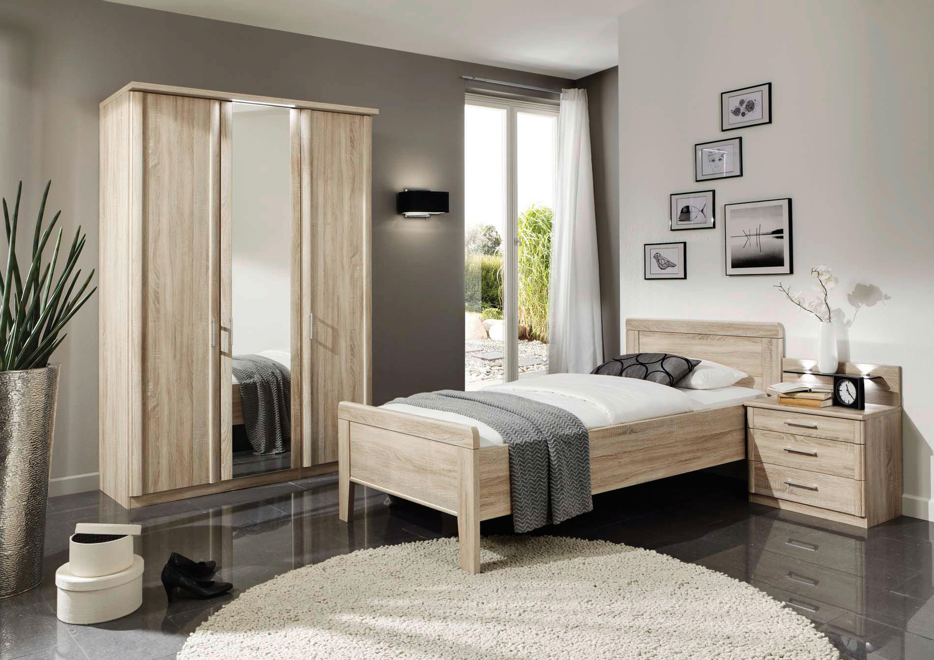 EINZELZIMMER Eichefarben  - Eichefarben, KONVENTIONELL, Glas (90/200cm) - Venda