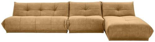 ECKSOFA Hellbraun Lederlook - Hellbraun, Trend, Textil (390/185cm) - Livetastic