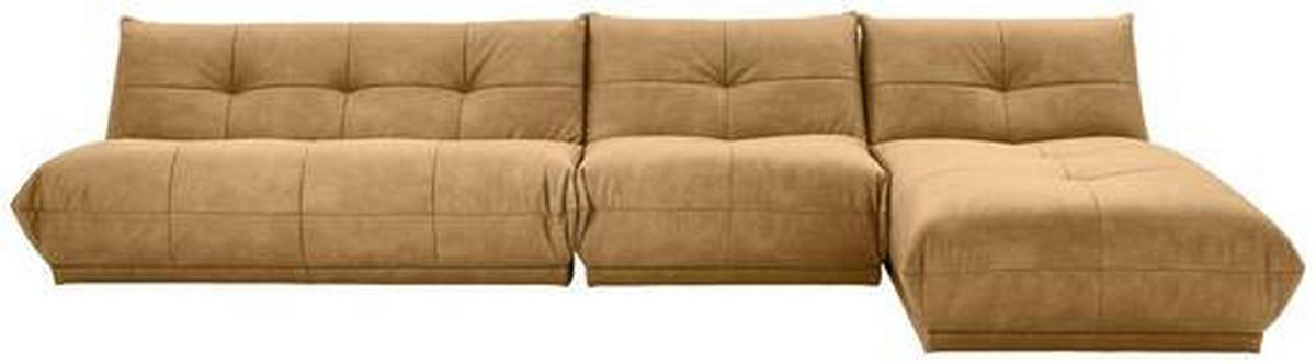 ECKSOFA in Lederlook Hellbraun  - Hellbraun, Trend, Textil (390/185cm) - Livetastic