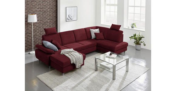 WOHNLANDSCHAFT in Webstoff Rot  - Silberfarben/Rot, KONVENTIONELL, Holz/Textil (167/322/186cm) - Cantus