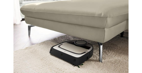 ECKSOFA in Echtleder Ecru 157/325 cm - Ecru/Schwarz, Design, Leder/Metall (157/325cm) - Dieter Knoll