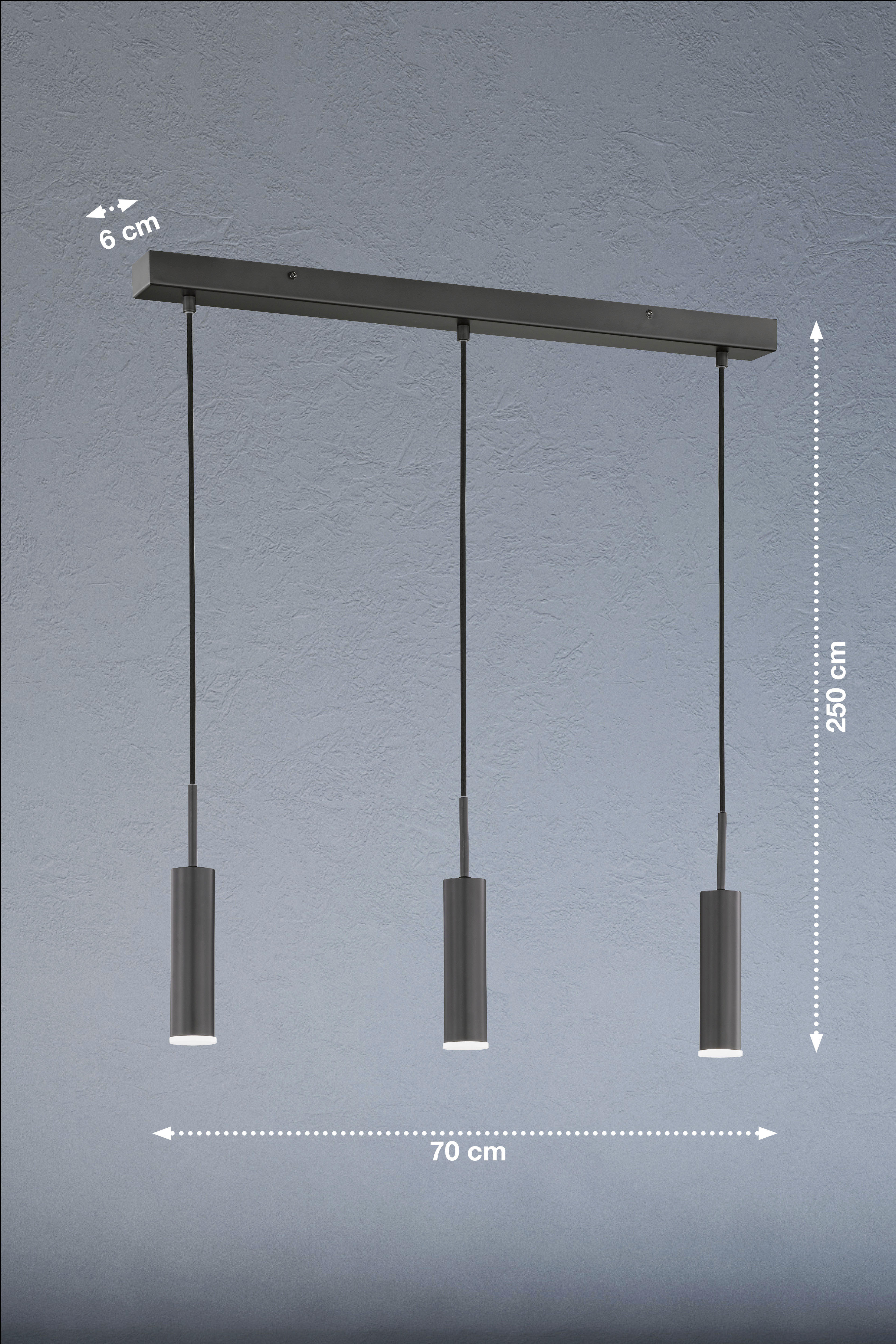 LED-HÄNGELEUCHTE Stina 860467  - Schwarz, Design, Metall (70/6/267cm) - Schöner Wohnen