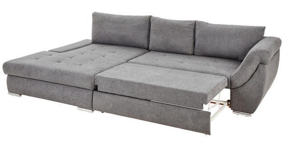 ECKSOFA Grau Flachgewebe  - Silberfarben/Grau, Design, Textil/Metall (174/306cm) - Carryhome