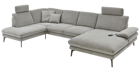WOHNLANDSCHAFT in Webstoff Grau - Schwarz/Grau, Design, Textil/Metall (208/344/180cm) - Dieter Knoll