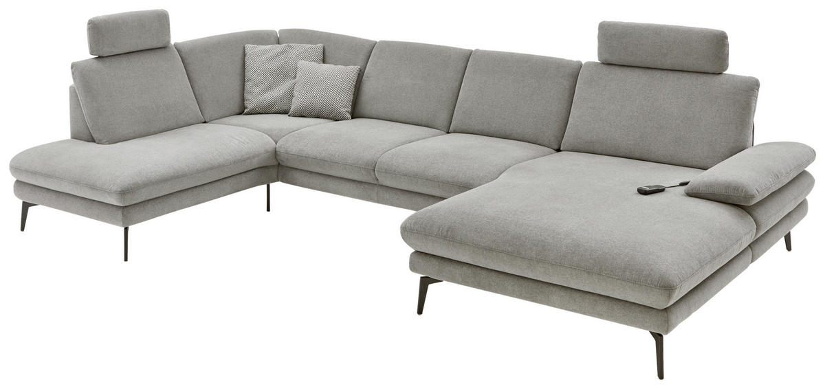 SAROKGARNITÚRA textil szürke  - fekete/szürke, Design, textil/fém (208/344/180cm) - Dieter Knoll