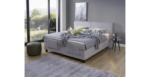 Boxspringbett mit Topper 180x200cm Hampton H2/H3 - Wengefarben/Grau, KONVENTIONELL, Textil (180/200cm) - Luca Bessoni