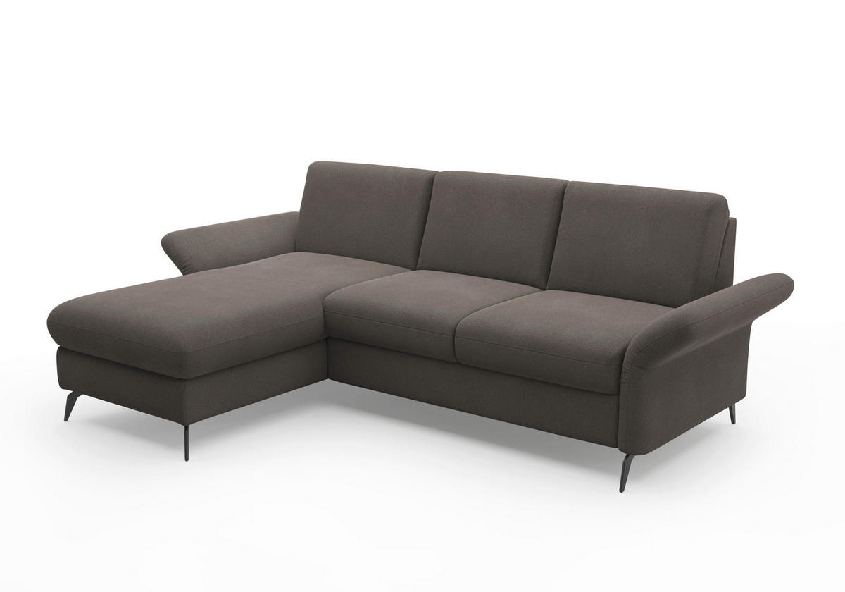 ECKSOFA ROCHELLE E Graphitfarben Flachgewebe  - Schwarz/Graphitfarben, KONVENTIONELL, Textil/Metall (164/251cm) - Sit & More