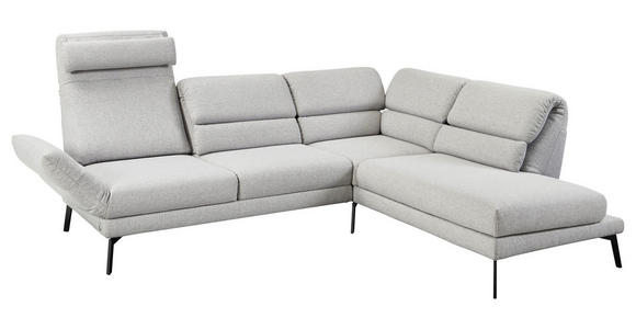 ECKSOFA in Flachgewebe Anthrazit  - Anthrazit/Schwarz, Design, Textil/Metall (253/207cm) - Dieter Knoll