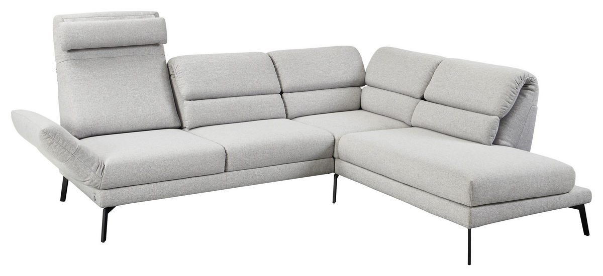 ECKSOFA in Flachgewebe Anthrazit  - Anthrazit/Schwarz, Design, Textil/Metall (256-363/212-253cm) - Dieter Knoll