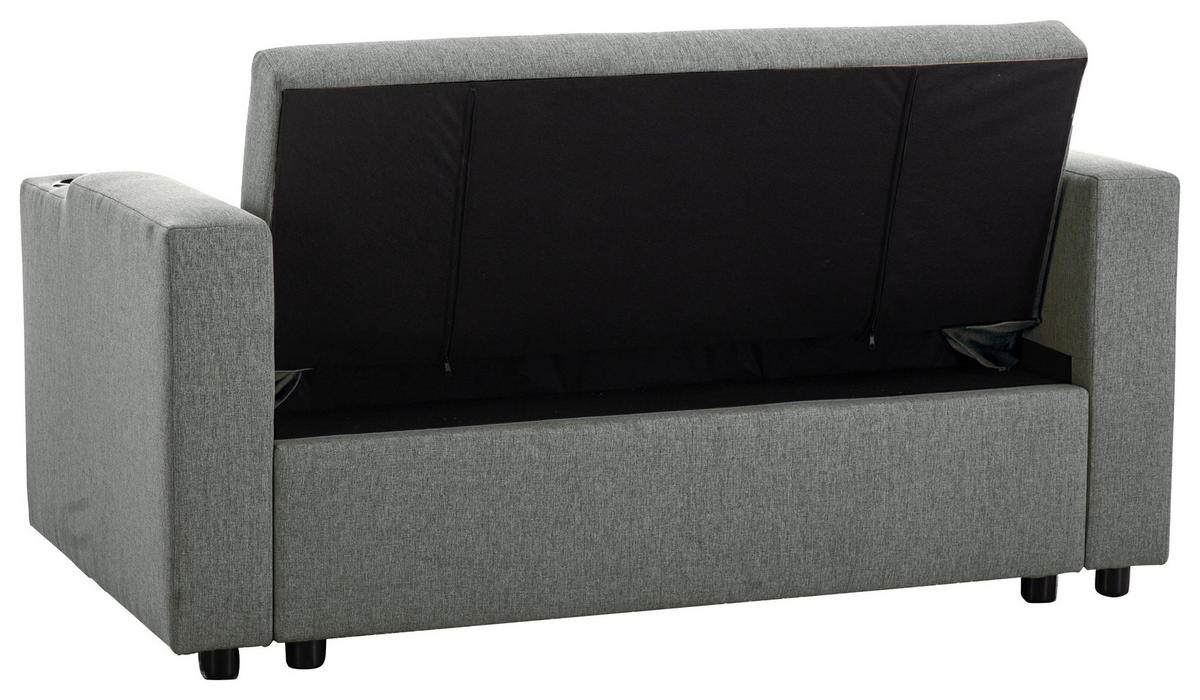 SCHLAFSOFA in Leinenoptik Dunkelgrau  - Dunkelgrau/Schwarz, Basics, Kunststoff/Textil (150/91/85cm) - P & B