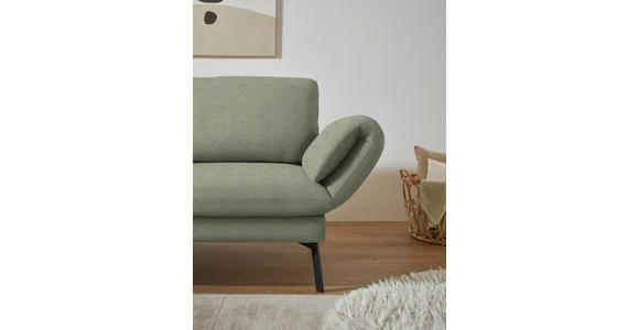 ECKSOFA  in Flachgewebe Salbeigrün Armteilverstellung, Relaxfunktion, Drehsitzfunktion  175-224/255-365 cm  - Salbeigrün/Schwarz, Design, Textil/Metall (175-224/255-365cm) - Dieter Knoll