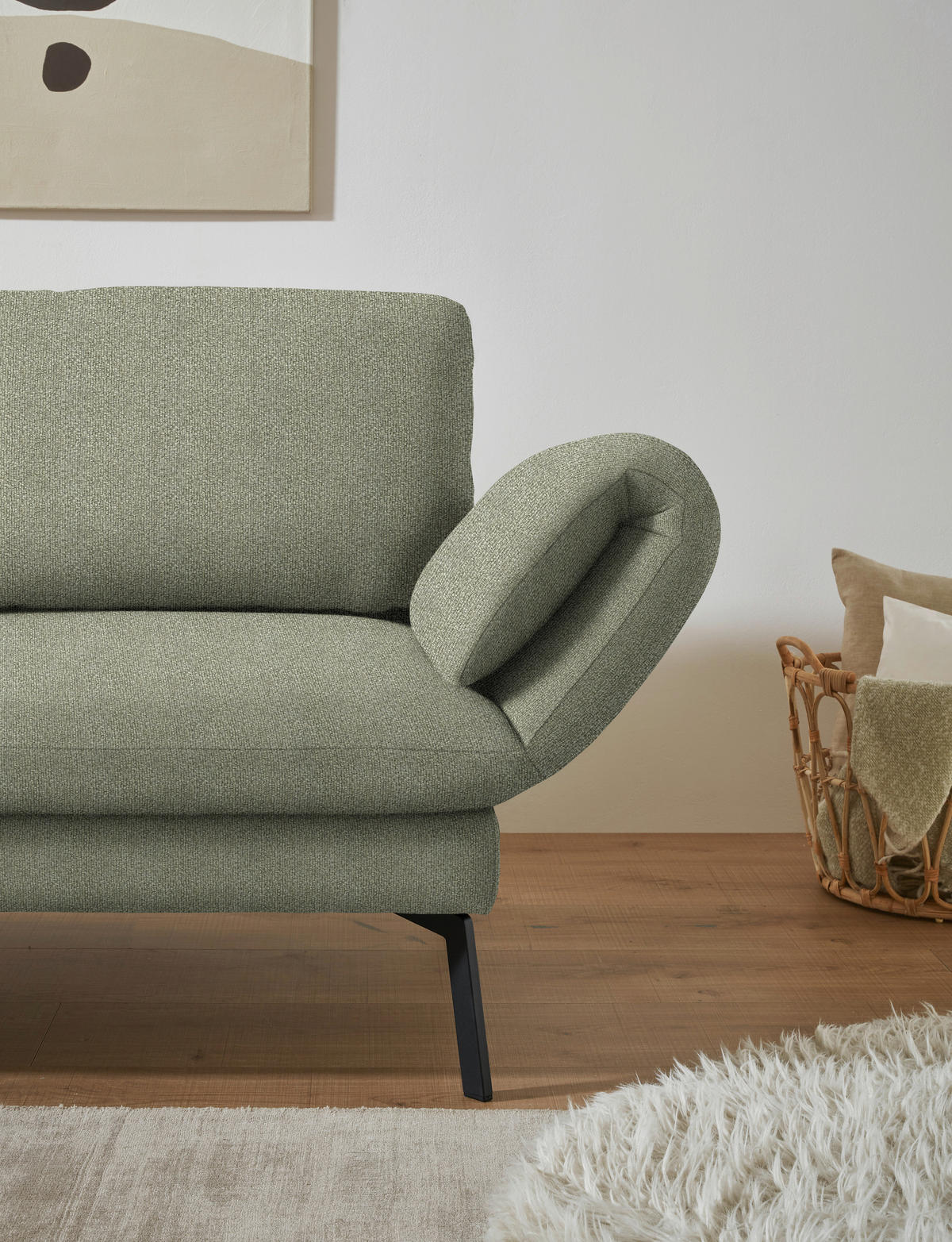 ECKSOFA  in Flachgewebe Salbeigrün  175-224/255-365 cm  - Salbeigrün/Schwarz, Design, Textil/Metall (175-224/255-365cm) - Dieter Knoll