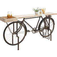 BARTISCH Mangoholz massiv Rot, Naturfarben  - Rot/Naturfarben, Trend, Holz/Metall (180/40/94cm) - Ambia Home