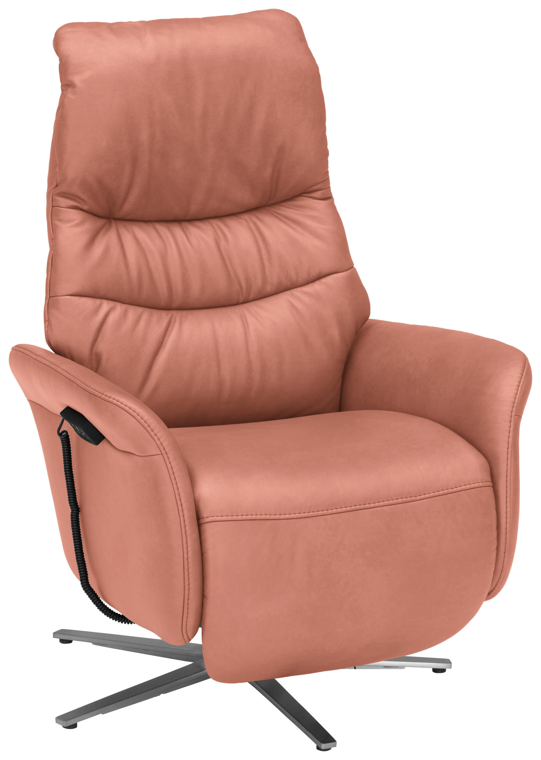 RELAXSESSEL in Leder Koralle  - Edelstahlfarben/Koralle, Design, Leder/Metall (78/117/89cm) - Himolla Komfortklass