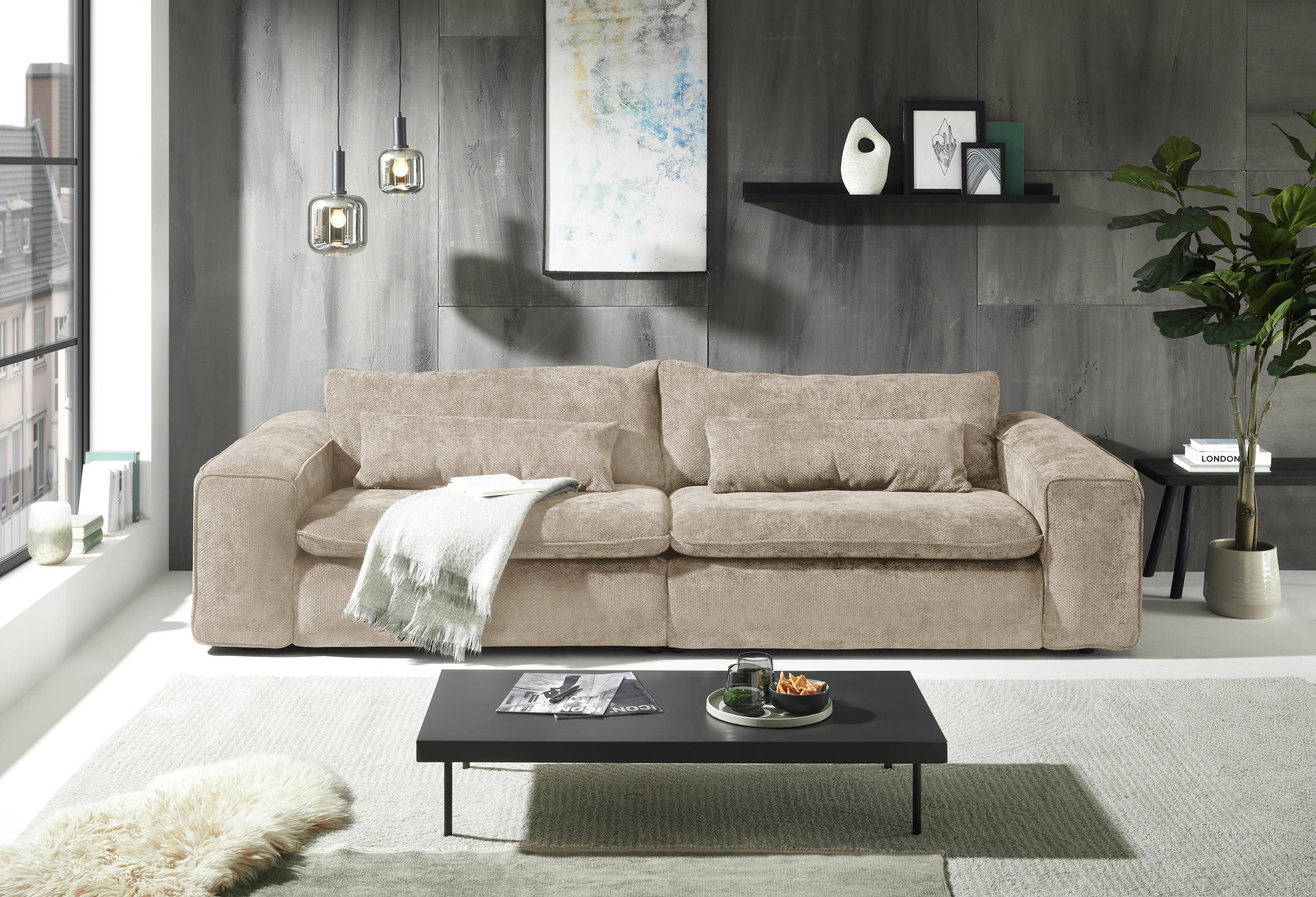 Livetastic POHOVKA BIG SOFA, textil, šedobéžová