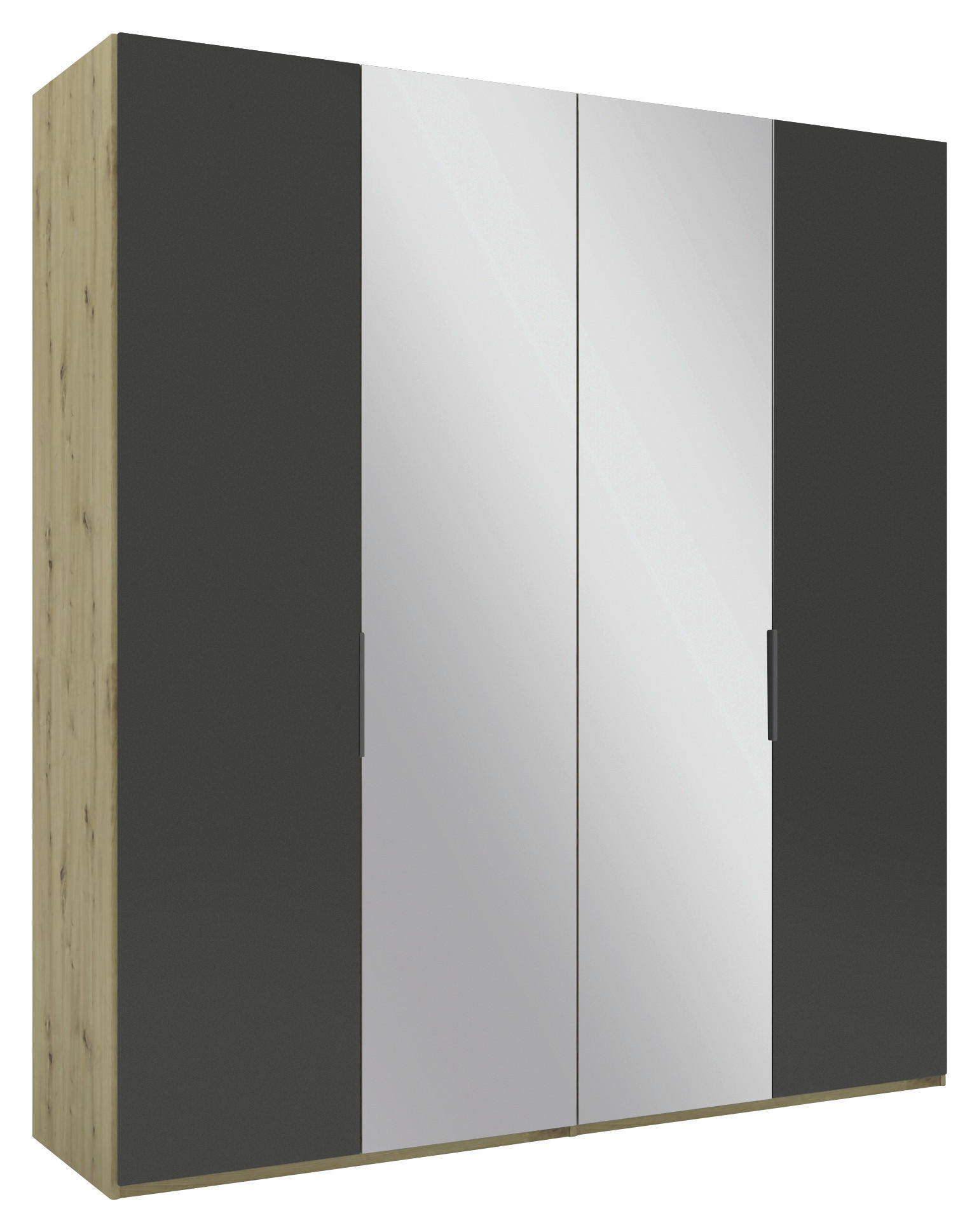 DREHTÜRENSCHRANK 200/223/62 cm 4-türig Anthrazit, Eiche Artisan  - Anthrazit/Schwarz, KONVENTIONELL, Glas/Holzwerkstoff (200/223/62cm) - Novel
