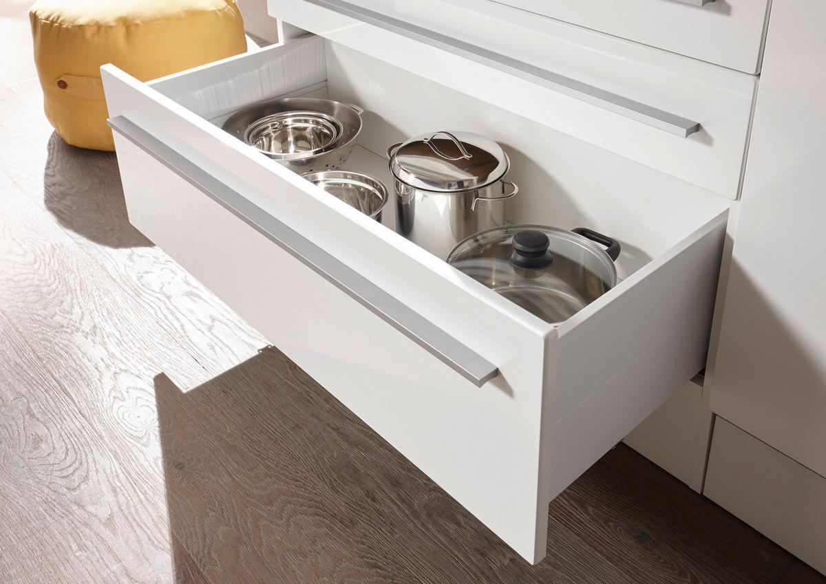 KÜCHENBLOCK 290 cm   in Weiß, Eichefarben  - Wildeiche/Edelstahlfarben, Basics, Holzwerkstoff/Kunststoff (290cm) - Respekta