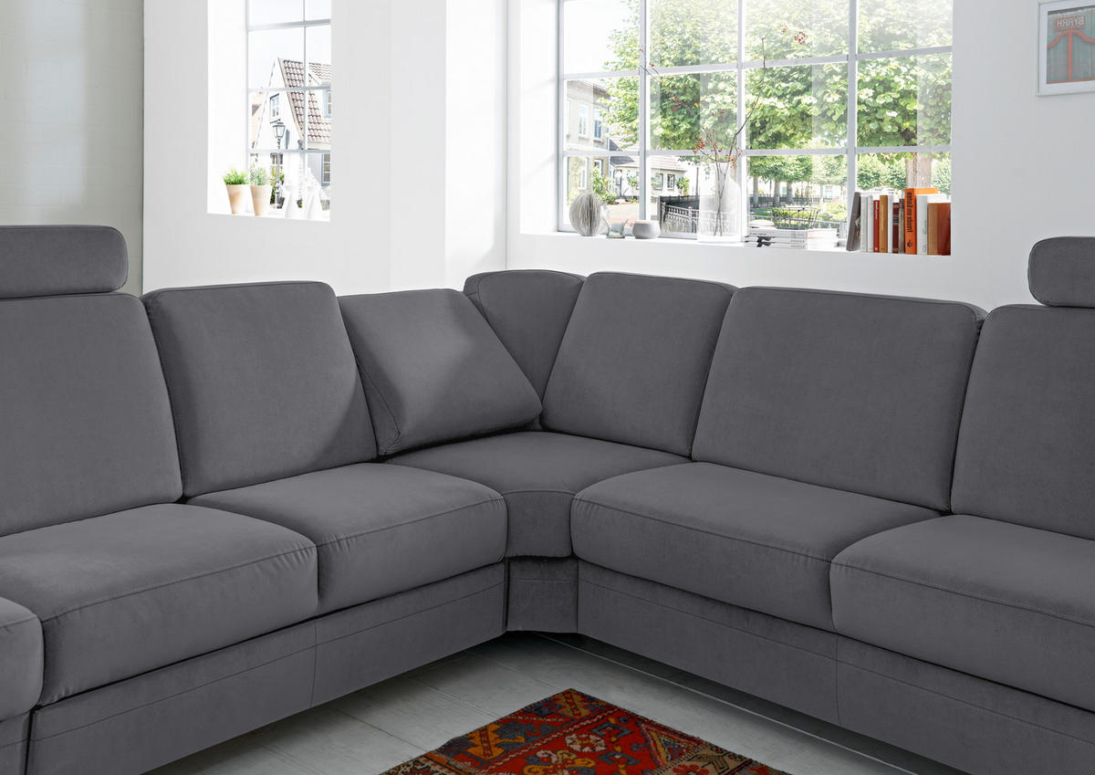 ECKSOFA in Flachgewebe Grau  287/269 cm  - Alufarben/Grau, KONVENTIONELL, Textil/Metall (287/269cm) - Beldomo System