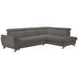 ECKSOFA in Flachgewebe Graubraun  - Eichefarben/Graubraun, MODERN, Holz/Textil (287/212cm) - Valnatura