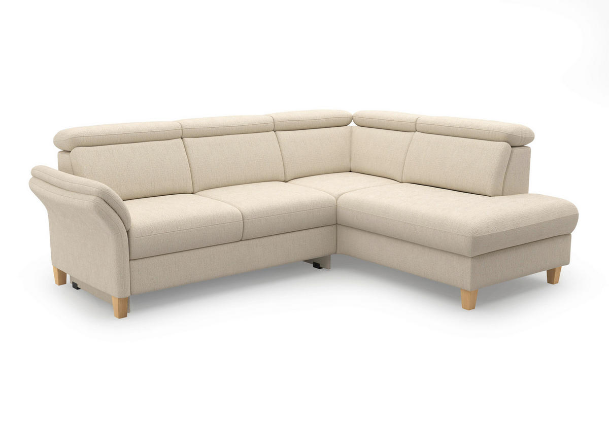 ECKSOFA GLENDALE E Sandfarben Chenille  - Sandfarben/Eichefarben, KONVENTIONELL, Holz/Textil (247/193cm) - Sit & More