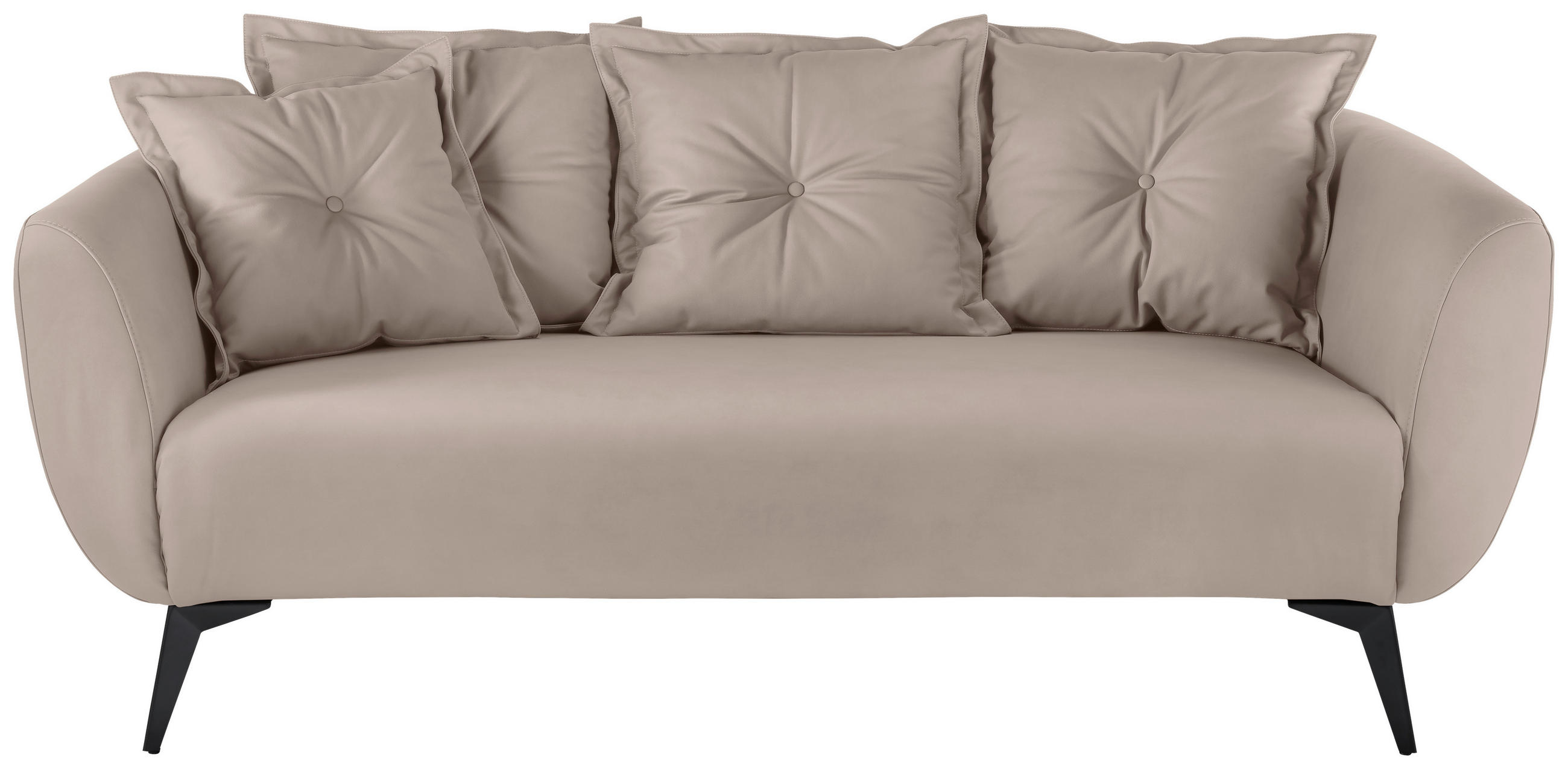 2,5-SITZER in Lederlook Beige  - Beige/Schwarz, Modern, Textil/Metall (196/94/103cm) - Livetastic