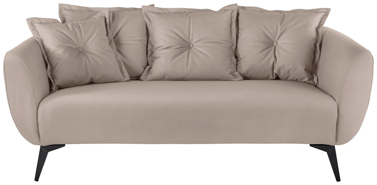 2,5-SITZER in Lederlook Beige  - Beige/Schwarz, Modern, Textil/Metall (196/94/103cm) - Livetastic