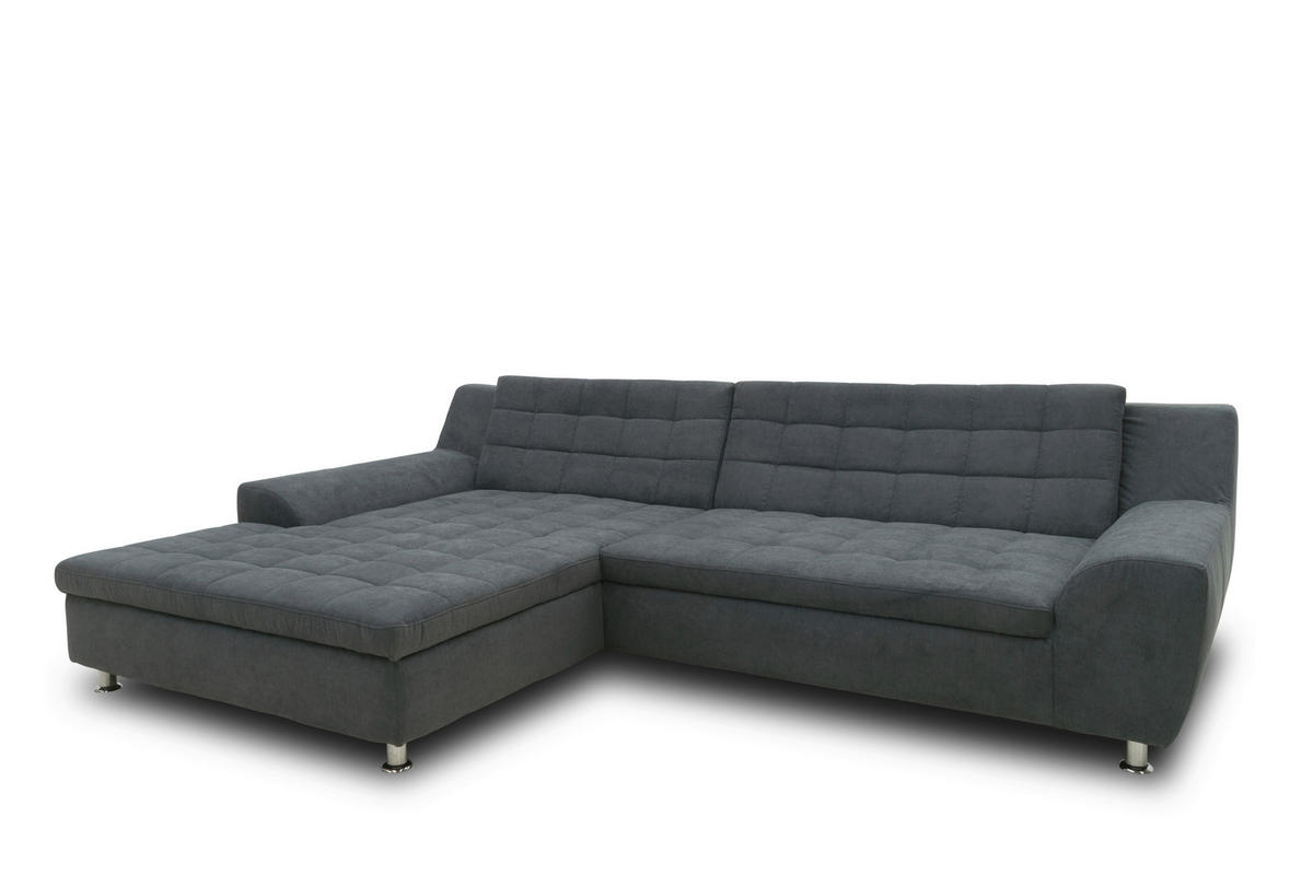 ECKSOFA MORTON Dunkelgrau Mikrofaser  - Chromfarben/Dunkelgrau, MODERN, Textil/Metall (304/200/84cm) - MID.YOU