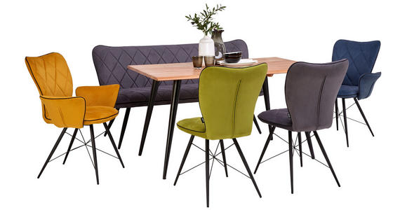 ESSTISCH in Holz, Metall 140/90/76 cm  - Schwarz/Akaziefarben, Natur, Holz/Metall (140/90/76cm) - Carryhome