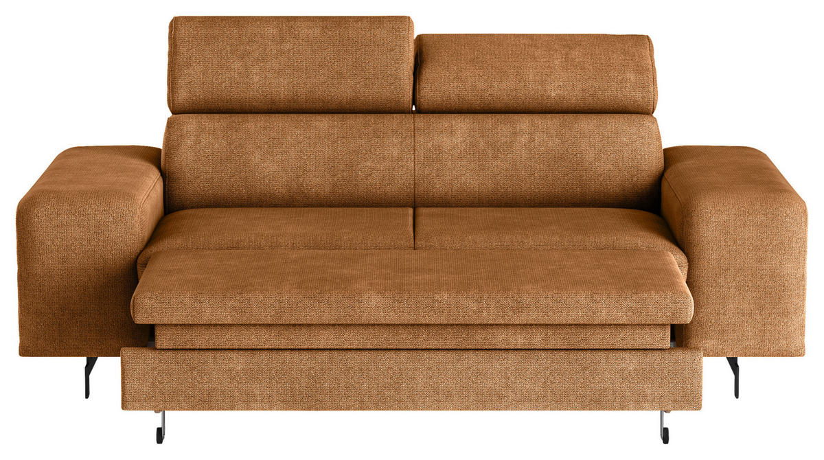 3-SITZER-SOFA in Chenille Cognac  - Cognac/Schwarz, Textil/Metall (217/81/100cm) - MID.YOU