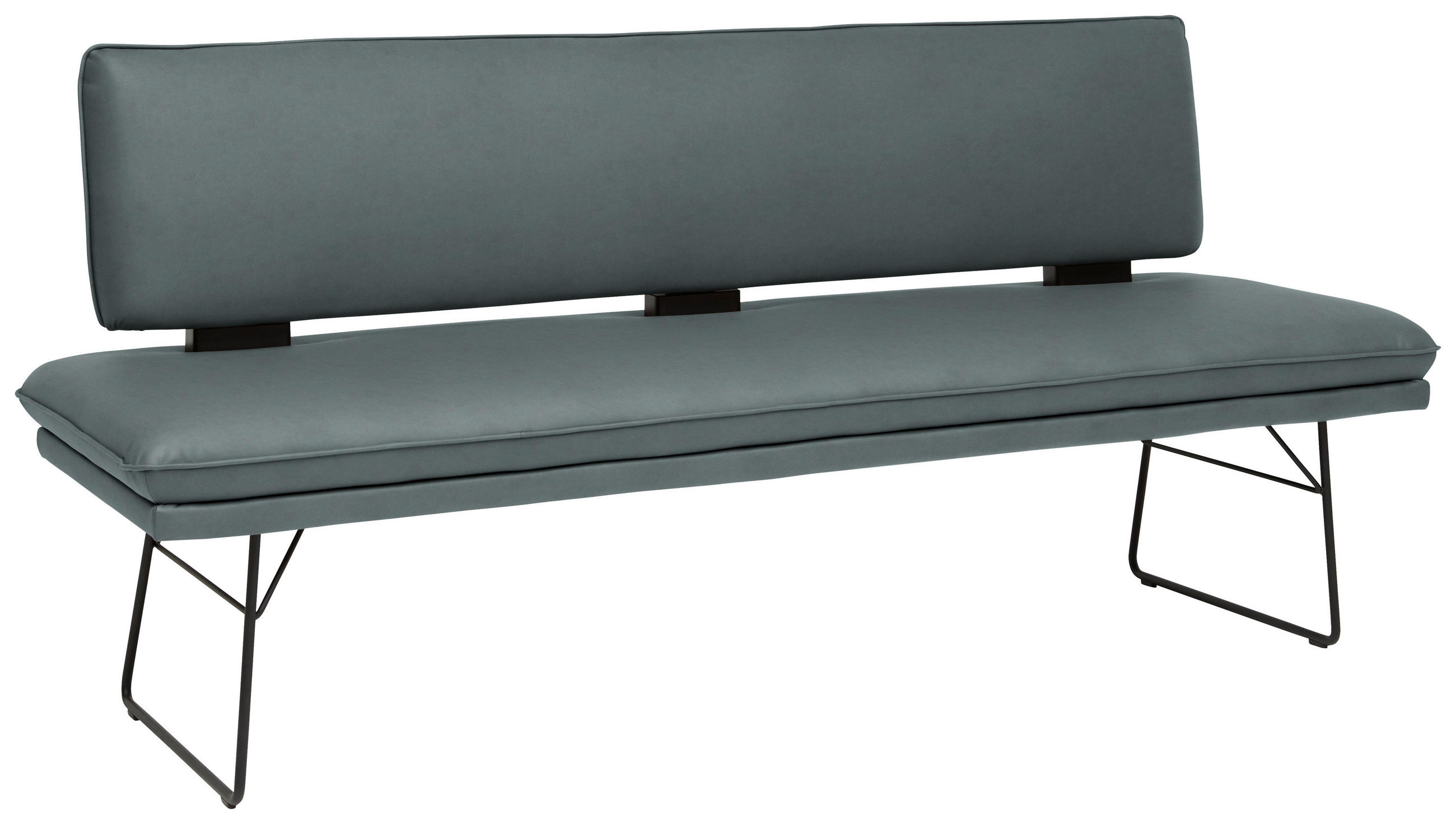 SITZBANK in Metall, Textil Schwarz, Graublau  - Graublau/Schwarz, Design, Textil/Metall (195/91/65cm) - Dieter Knoll