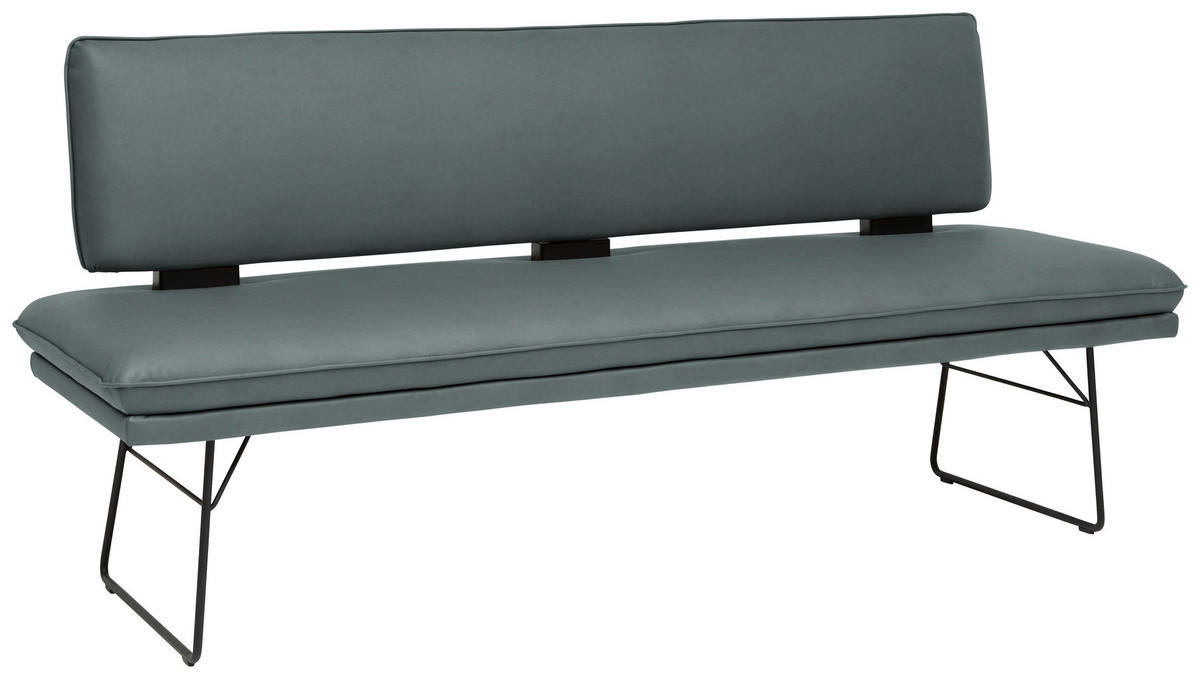 SITZBANK in Metall, Textil Schwarz, Graublau  - Graublau/Schwarz, Design, Textil/Metall (195/91/65cm) - Dieter Knoll