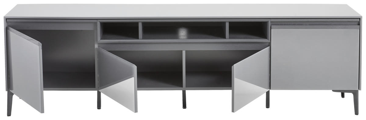 LOWBOARD  in 195/55/40 cm  - Dunkelgrau/Schwarz, Design, Glas/Holzwerkstoff (195/55/40cm) - Novel