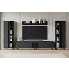 WOHNWAND 4-teilig  in Schwarz 270/140/33 cm  - Schwarz, Trend, Holzwerkstoff/Kunststoff (270/140/33cm)