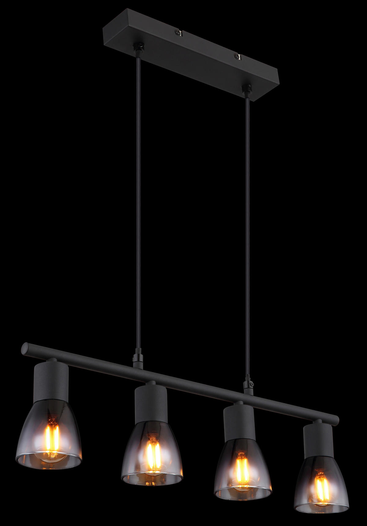 HÄNGELEUCHTE Satella 52/7,2/120 cm  - Klar/Schwarz, Design, Glas/Kunststoff (52/7,2/120cm) - Globo