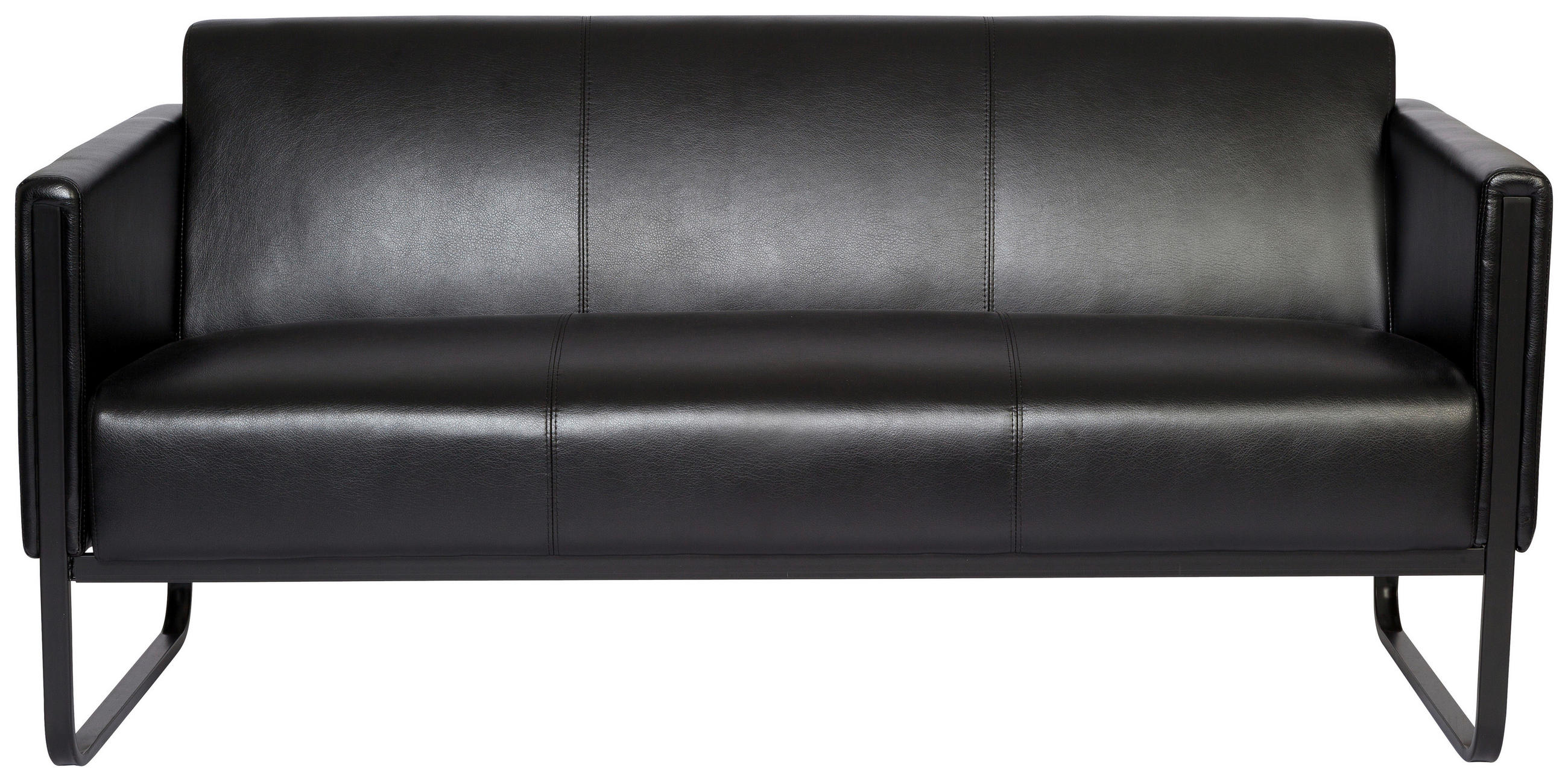 3-SITZER-SOFA in Lederlook Schwarz  - Schwarz, MODERN, Textil/Metall (159/78/71cm) - MID.YOU