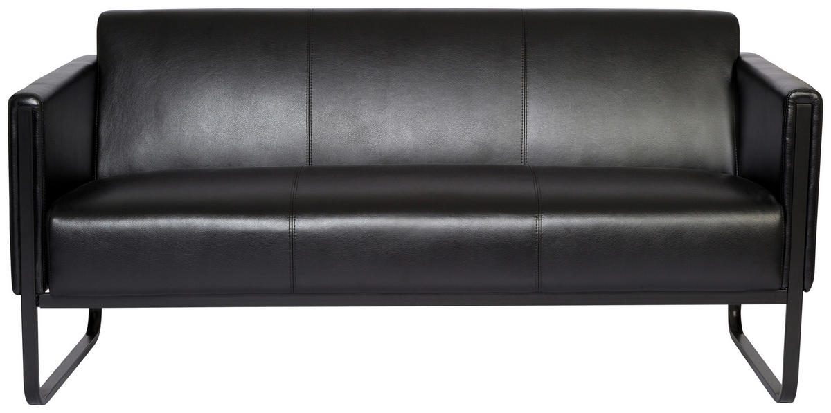 3-SITZER-SOFA Lederlook Schwarz  - Schwarz, MODERN, Textil/Metall (159/78/71cm) - MID.YOU