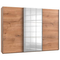 SCHWEBETÜRENSCHRANK  in Eichefarben  - Chromfarben/Eichefarben, MODERN, Holzwerkstoff (300/216/65cm) - MID.YOU