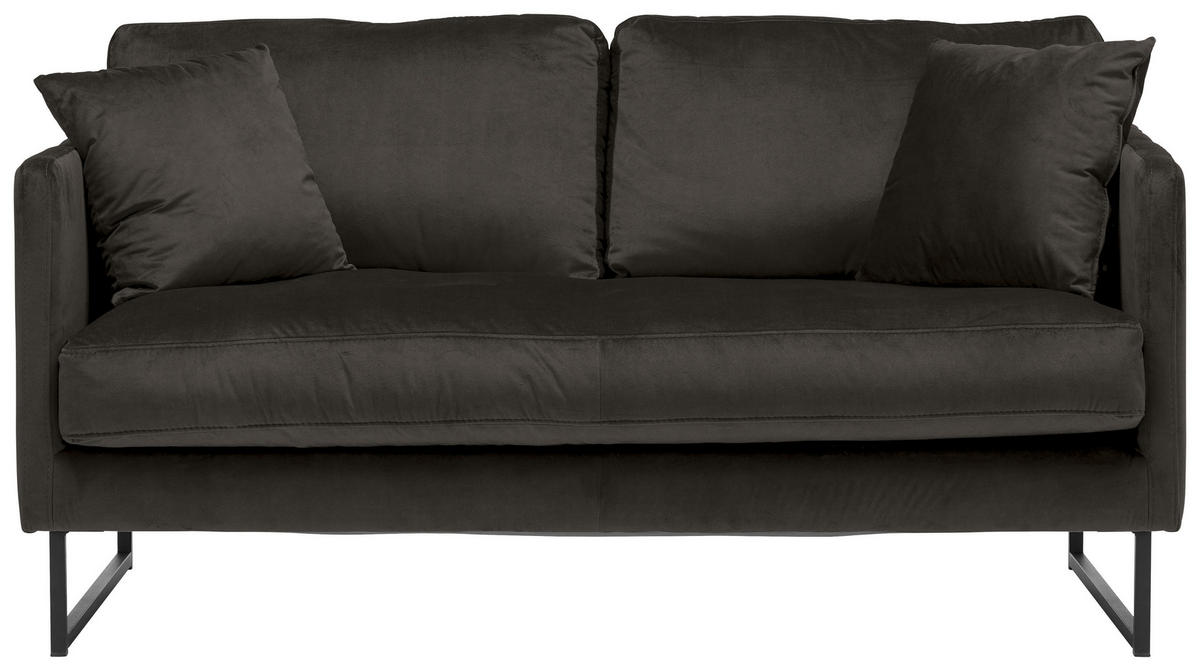 2-SITZER-SOFA in Samt Anthrazit  - Anthrazit/Schwarz, Design, Textil/Metall (150/78/84cm) - Carryhome
