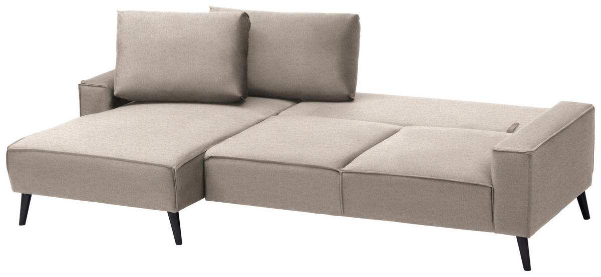 ECKSOFA in Velours Sandfarben  - Sandfarben/Schwarz, Konventionell, Holz/Textil (161/260cm) - Carryhome