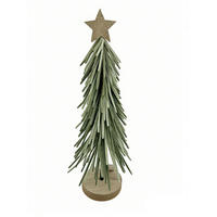DEKOBAUM  - Dunkelgrün/Goldfarben, Natur, Holz/Textil (12/50cm) - X-Mas