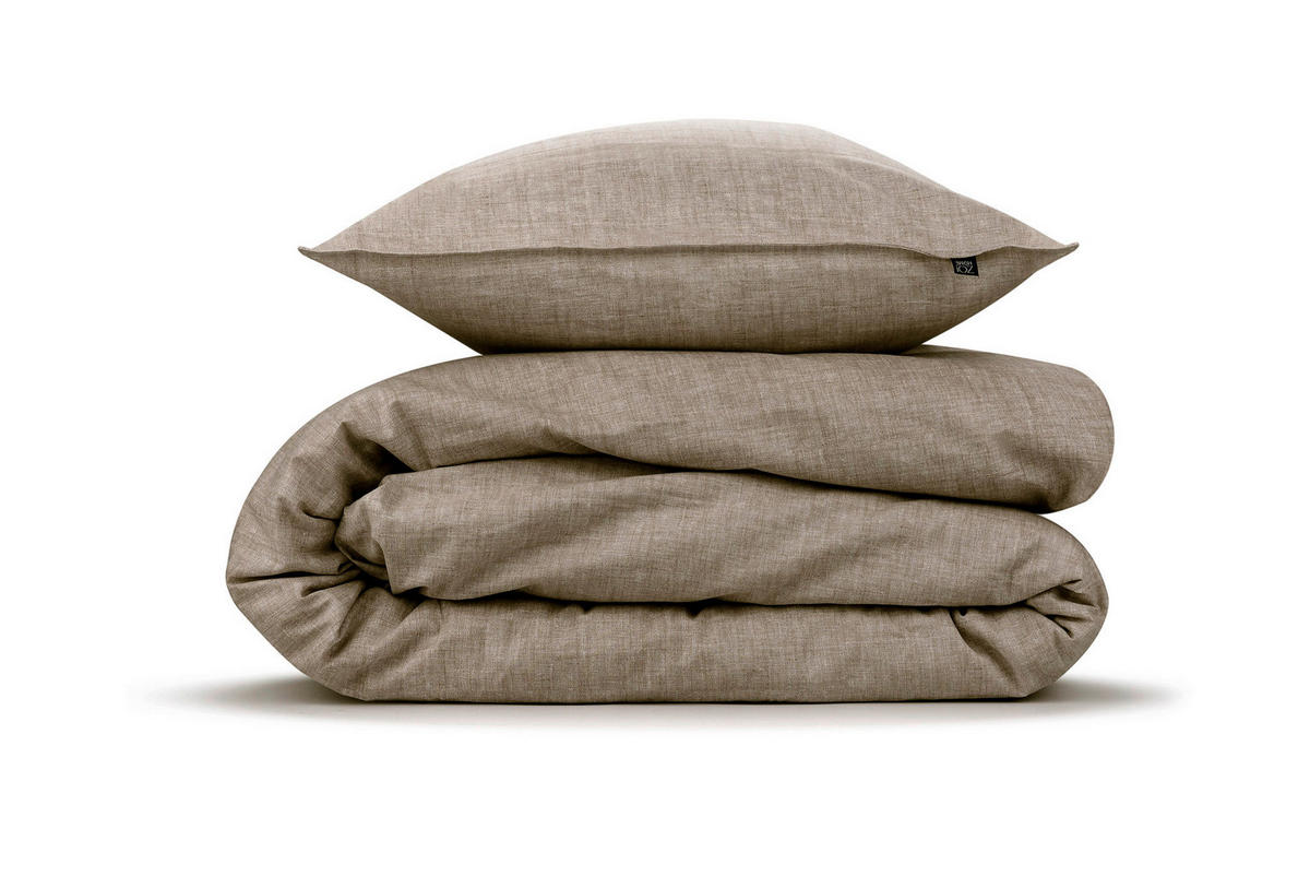BETTWÄSCHE 2-teilig Lino Renforcé 135/200 cm  - Taupe, Basics, Textil (135/200cm)
