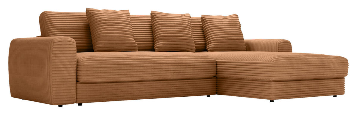 ECKSOFA in Cord Rostfarben  - Rostfarben/Schwarz, Modern, Kunststoff/Textil (302/182cm) - Carryhome