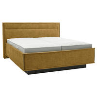 POLSTERBETT 180/200 cm,  in Senfgelb, gepolstertes Kopfteil, Bettkasten, Lattenroste, Matratzen, H4 + H4 = sehr fest  - Schieferfarben/Senfgelb, Design, Textil (180/200cm) - Musterring