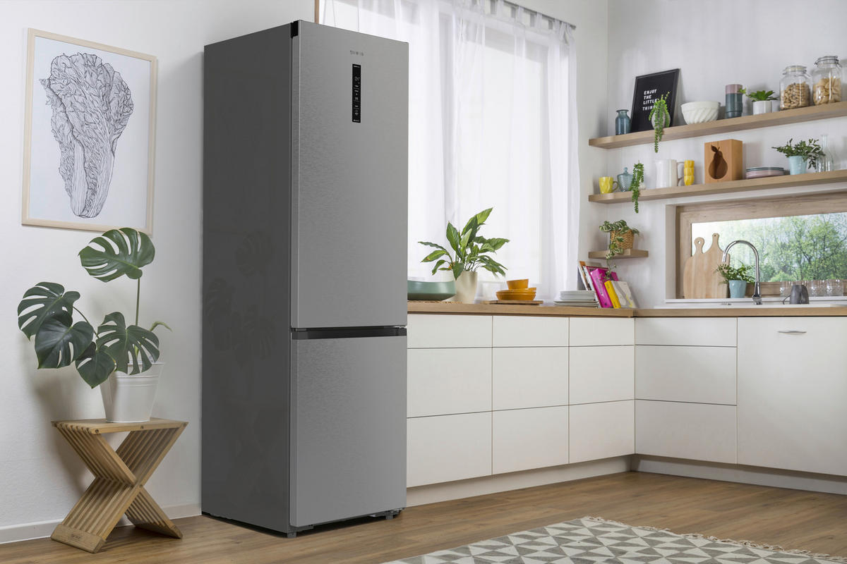 KÜHL-GEFRIER-KOMBINATION NRB620C61X4WFE  - Edelstahlfarben, Basics, Glas/Kunststoff (59,5/203/65,8cm) - Gorenje