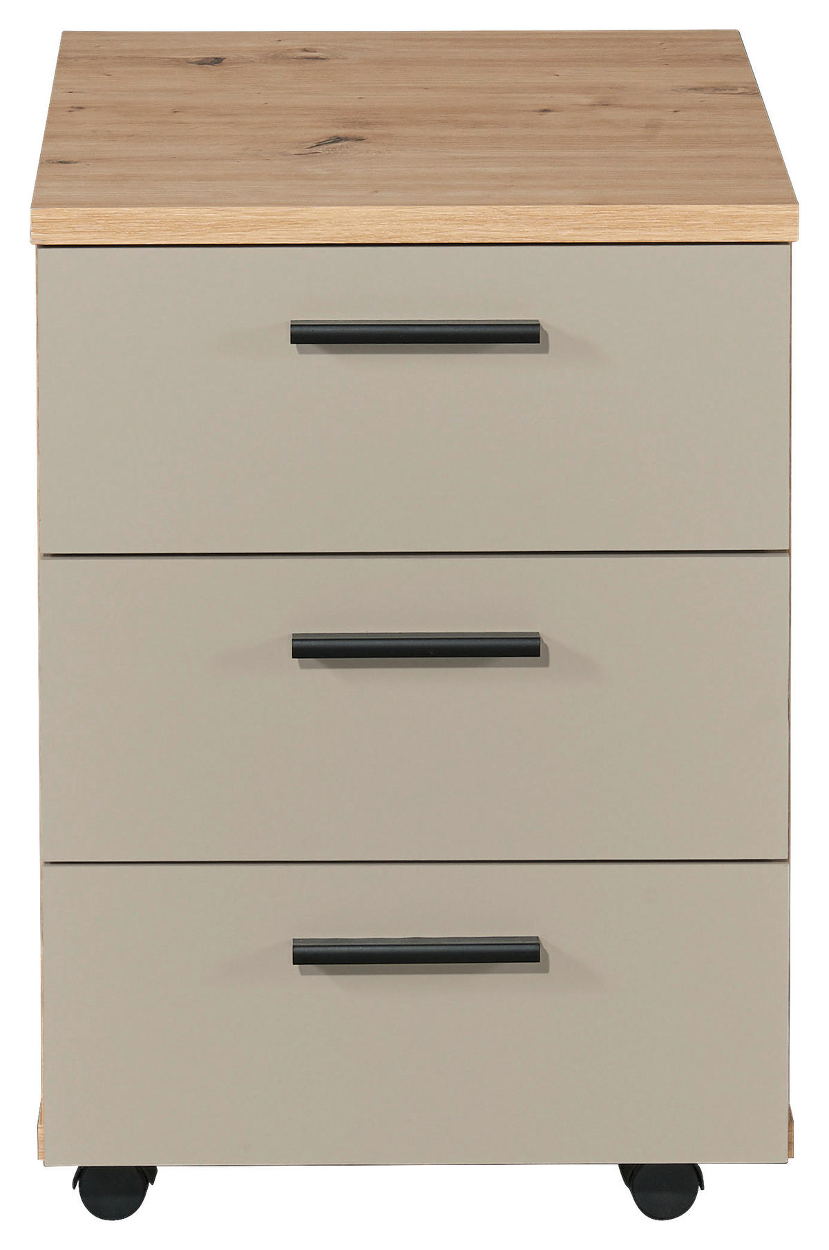 ROLLCONTAINER Kaschmir, Eiche Artisan  - Kaschmir/Schwarz, MODERN, Holzwerkstoff/Kunststoff (46/65/55cm) - MID.YOU