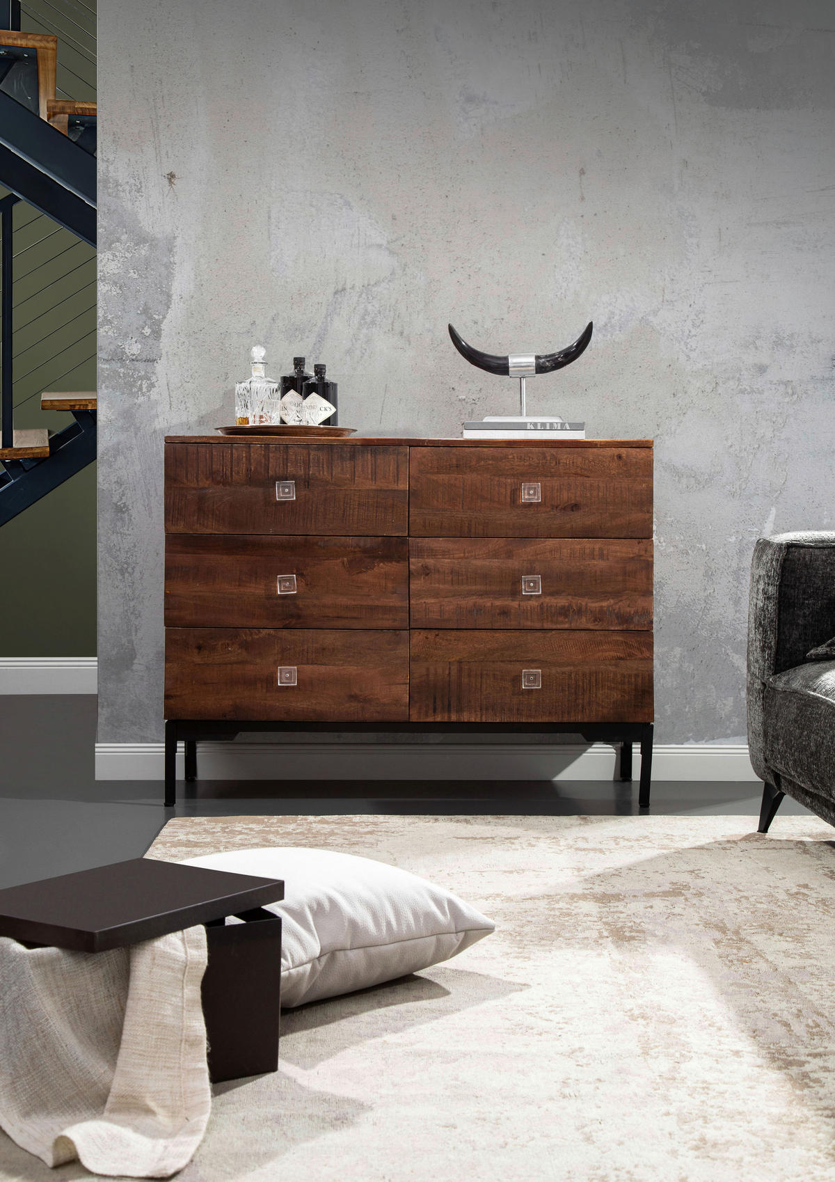 SIDEBOARD 120/90/42 cm Schwarz, Dunkelbraun  - Transparent/Dunkelbraun, Design, Holz/Kunststoff (120/90/42cm)