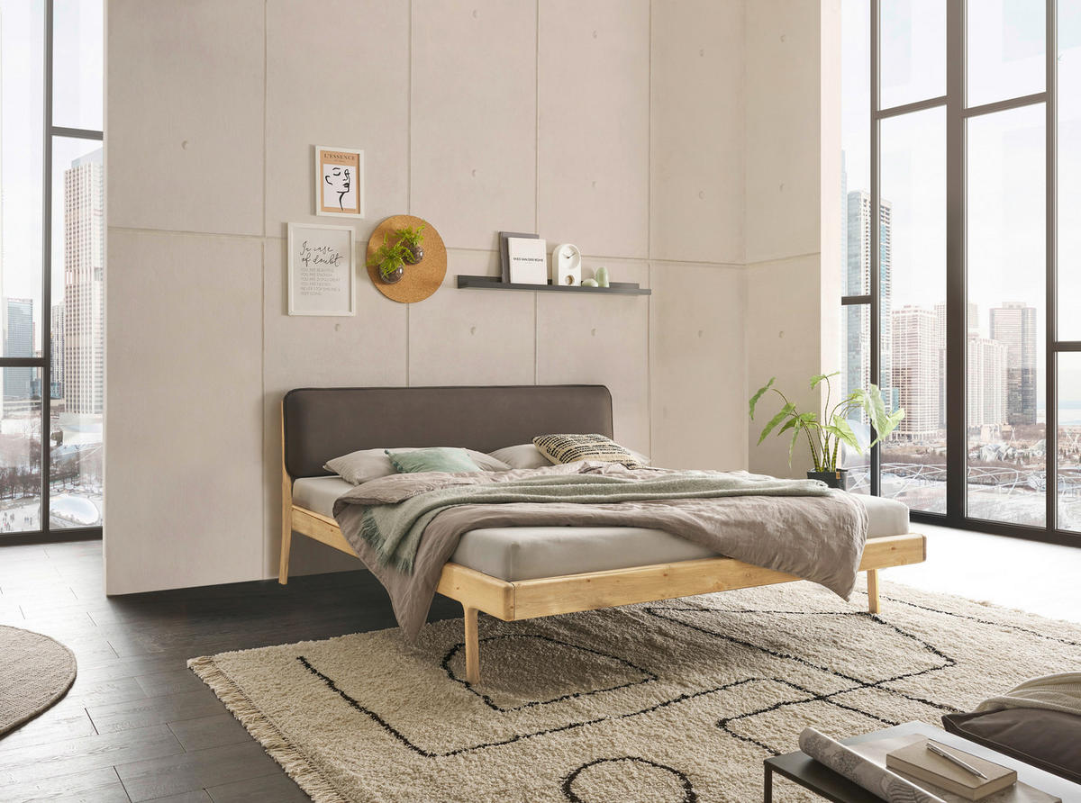 BETT 180/200 cm,  in Eichefarben,  - Taupe/Eichefarben, MODERN, Holz (180/200cm) - MID.YOU